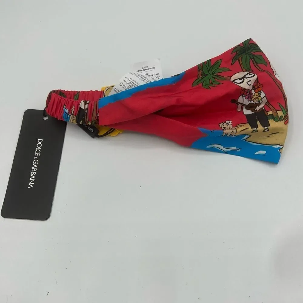 Dolce and Gabbana Printed Elastic Headband with Tags